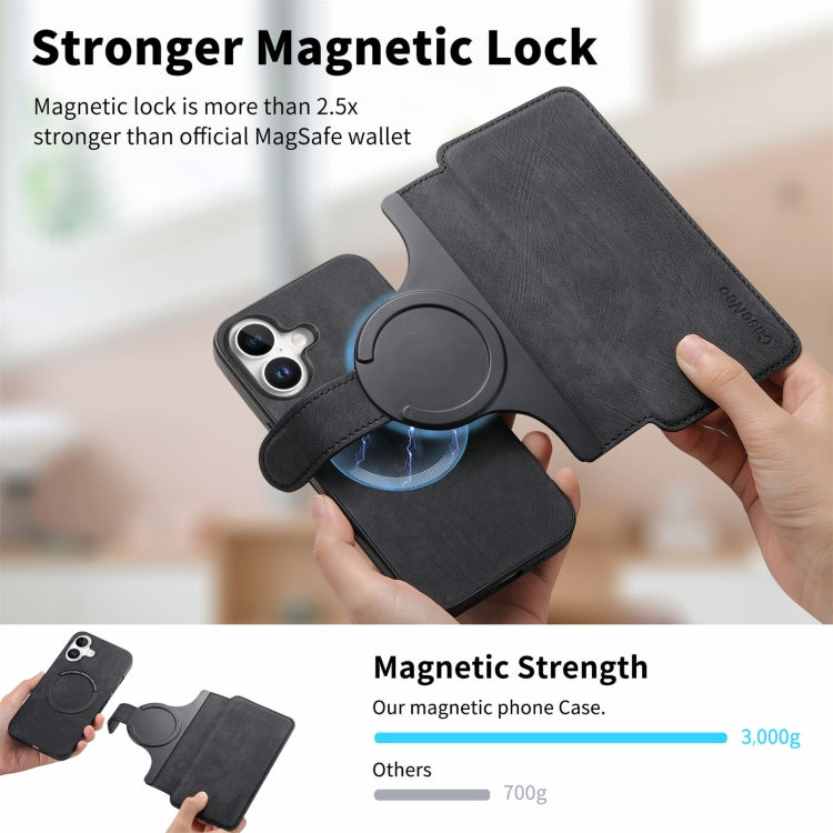 For iPhone 16 CaseNeo MagSafe RFID Anti-theft Retro Leather Phone Case(Black)