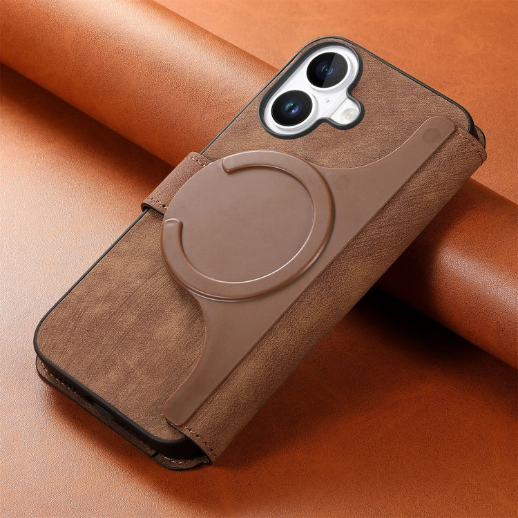 For iPhone 16 CaseNeo MagSafe RFID Anti-theft Retro Leather Phone Case(Brown)