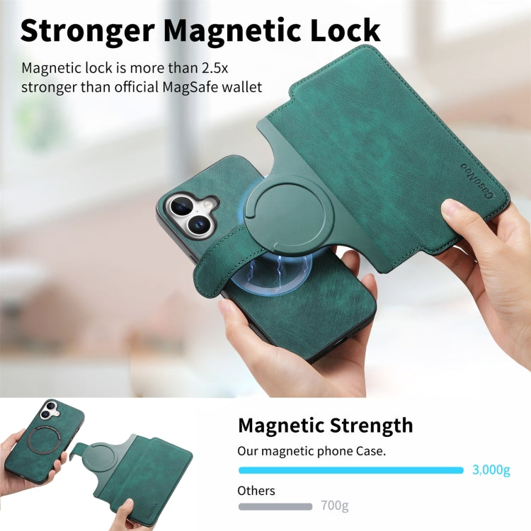For iPhone 16 CaseNeo MagSafe RFID Anti-theft Retro Leather Phone Case(Green)