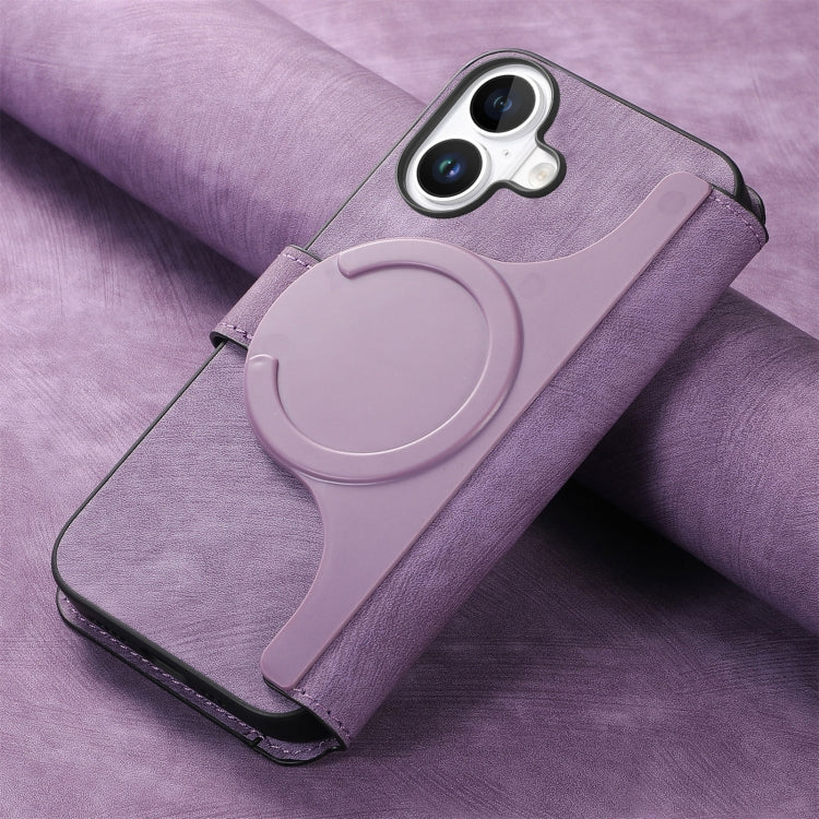 For iPhone 16 CaseNeo MagSafe RFID Anti-theft Retro Leather Phone Case(Purple)