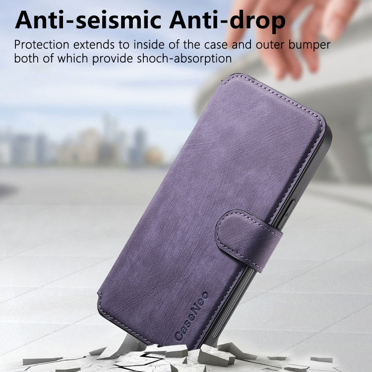 For iPhone 16 CaseNeo MagSafe RFID Anti-theft Retro Leather Phone Case(Purple)