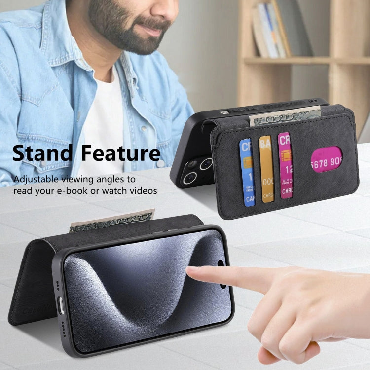 For iPhone 15 Pro Max CaseNeo MagSafe RFID Anti-theft Retro Leather Phone Case(Black)