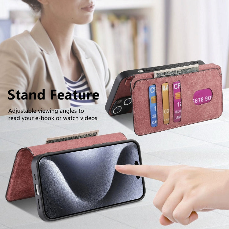 For iPhone 15 Pro Max CaseNeo MagSafe RFID Anti-theft Retro Leather Phone Case(Pink)