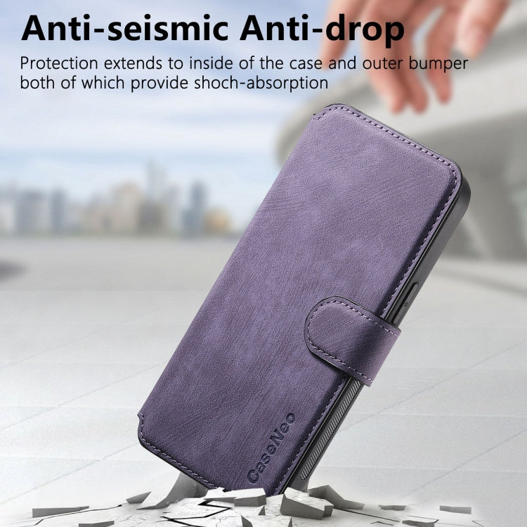 For iPhone 15 Pro Max CaseNeo MagSafe RFID Anti-theft Retro Leather Phone Case(Purple)