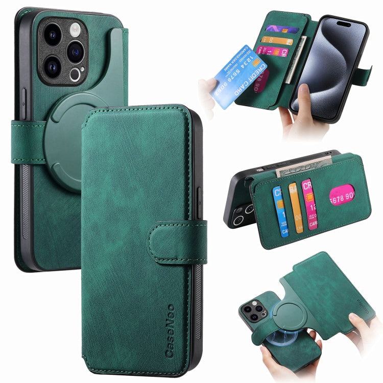 For iPhone 15 Pro CaseNeo MagSafe RFID Anti-theft Retro Leather Phone Case(Green)