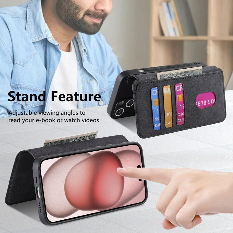 For iPhone 15 Plus CaseNeo MagSafe RFID Anti-theft Retro Leather Phone Case(Black)
