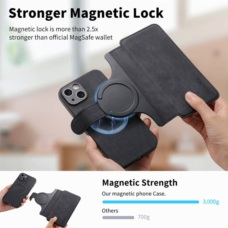 For iPhone 15 Plus CaseNeo MagSafe RFID Anti-theft Retro Leather Phone Case(Black)