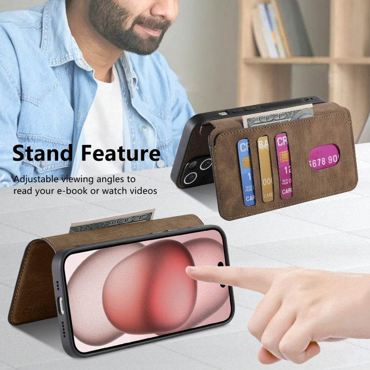 For iPhone 15 Plus CaseNeo MagSafe RFID Anti-theft Retro Leather Phone Case(Brown)
