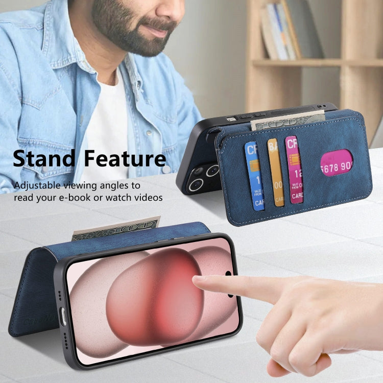 For iPhone 15 Plus CaseNeo MagSafe RFID Anti-theft Retro Leather Phone Case(Blue)