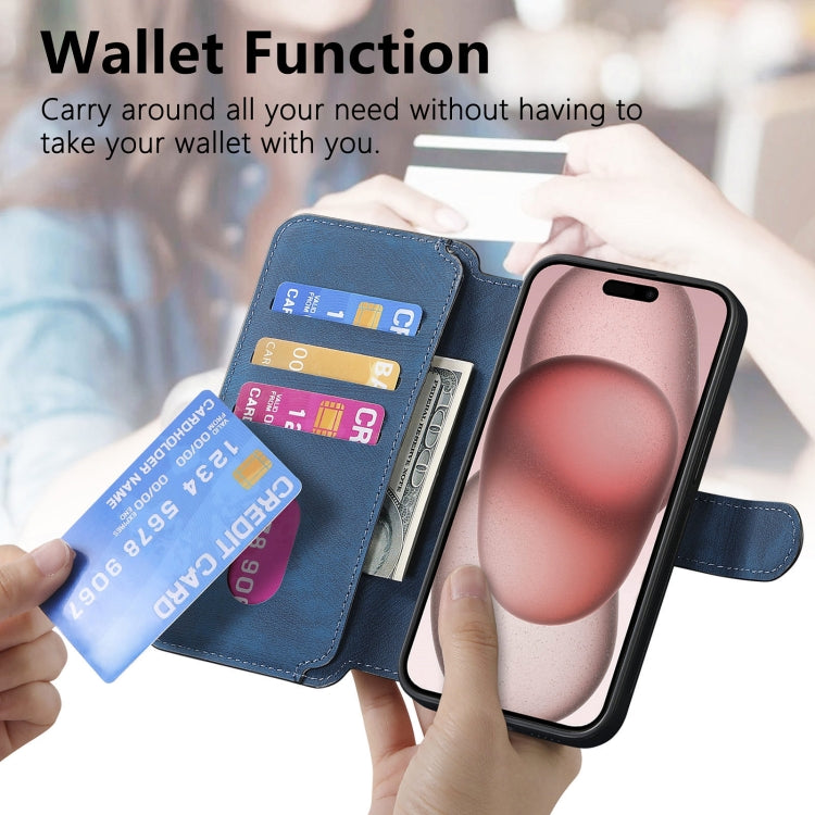 For iPhone 15 CaseNeo MagSafe RFID Anti-theft Retro Leather Phone Case(Blue)
