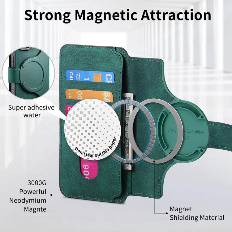 For iPhone 15 CaseNeo MagSafe RFID Anti-theft Retro Leather Phone Case(Green)