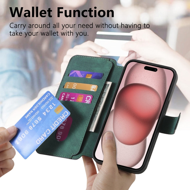 For iPhone 15 CaseNeo MagSafe RFID Anti-theft Retro Leather Phone Case(Green)