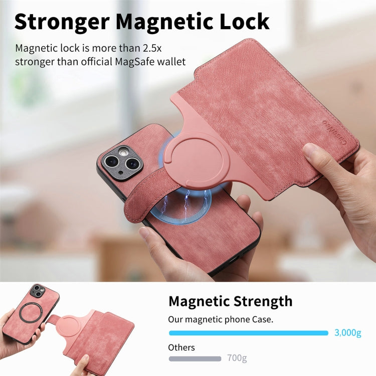For iPhone 15 CaseNeo MagSafe RFID Anti-theft Retro Leather Phone Case(Pink)