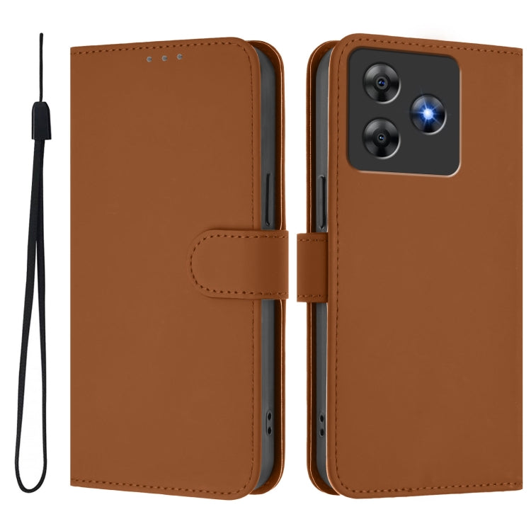 Skin Feel Solid Color Leather Phone Case with Lanyard, For Blackview Wave 8C