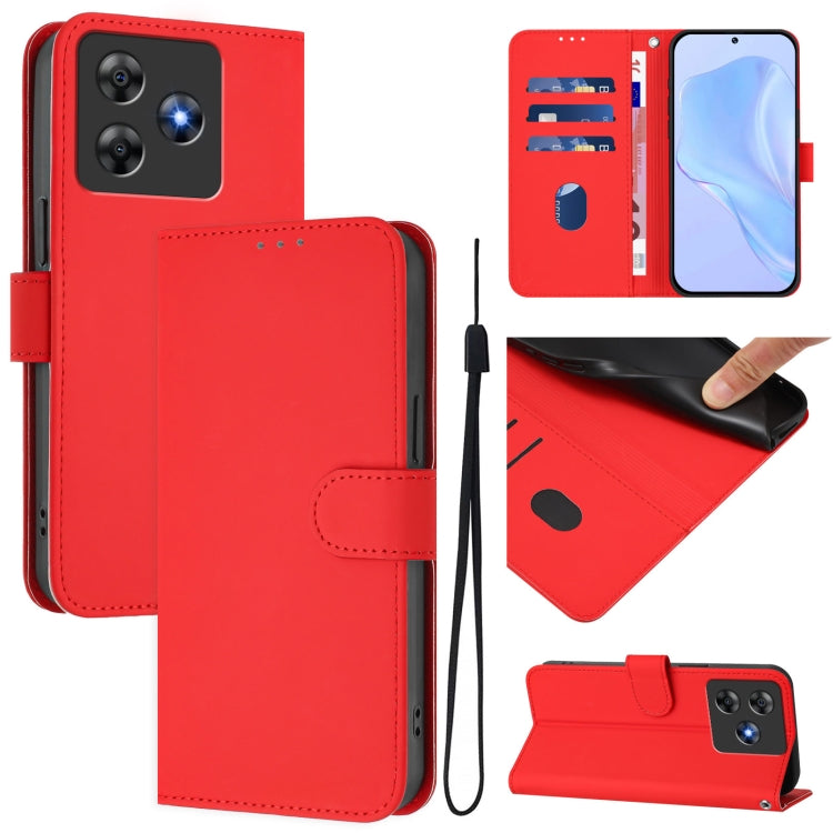 Skin Feel Solid Color Leather Phone Case with Lanyard, For Blackview Wave 8C