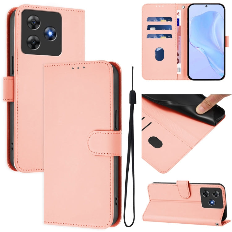 Skin Feel Solid Color Leather Phone Case with Lanyard, For Blackview Wave 8C
