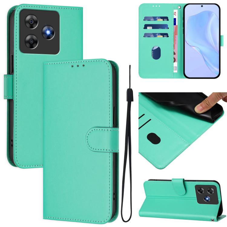 Skin Feel Solid Color Leather Phone Case with Lanyard, For Blackview Wave 8C