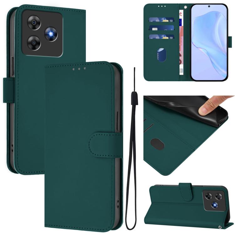 Skin Feel Solid Color Leather Phone Case with Lanyard, For Blackview Wave 8C