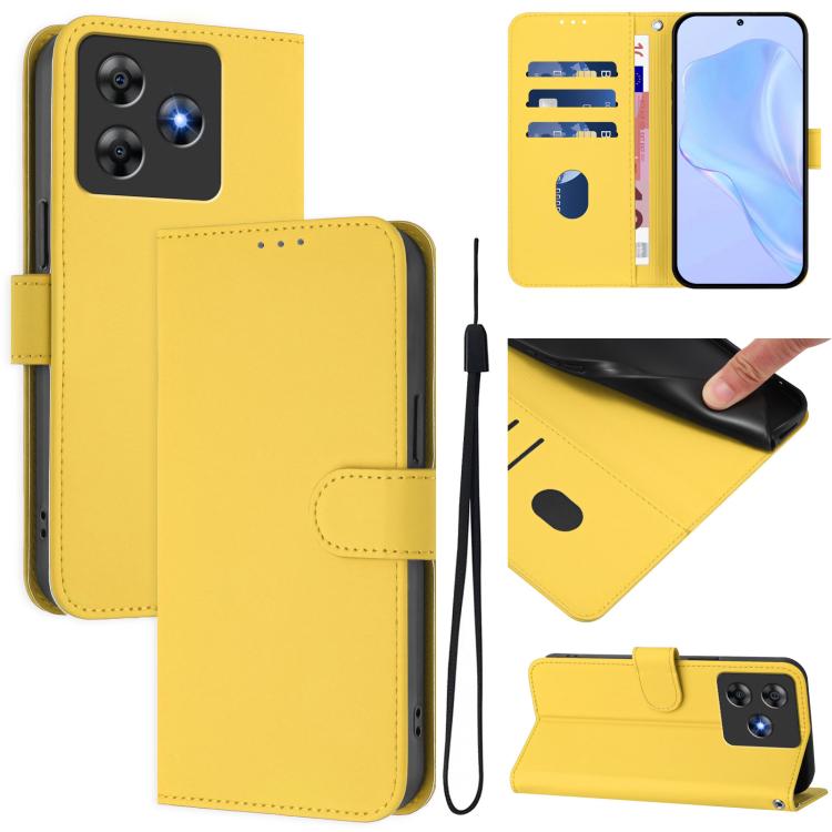 Skin Feel Solid Color Leather Phone Case with Lanyard, For Blackview Wave 8C