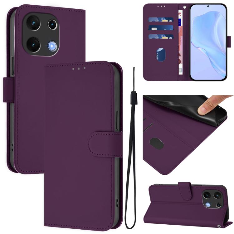 Skin Feel Solid Color Leather Phone Case with Lanyard, For Umidigi Note 100