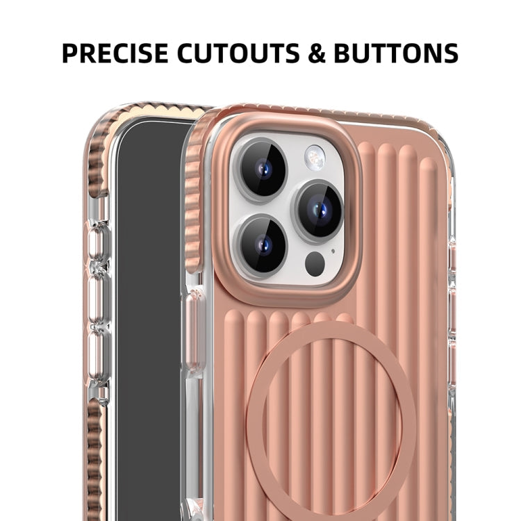 For iPhone 16 Mutural Corrugated Texture Magsafe Magnetic Shockproof Phone Case(Blue)