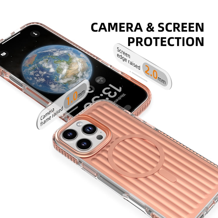 For iPhone 16 Pro Mutural Corrugated Texture Magsafe Magnetic Shockproof Phone Case(Dark Grey)