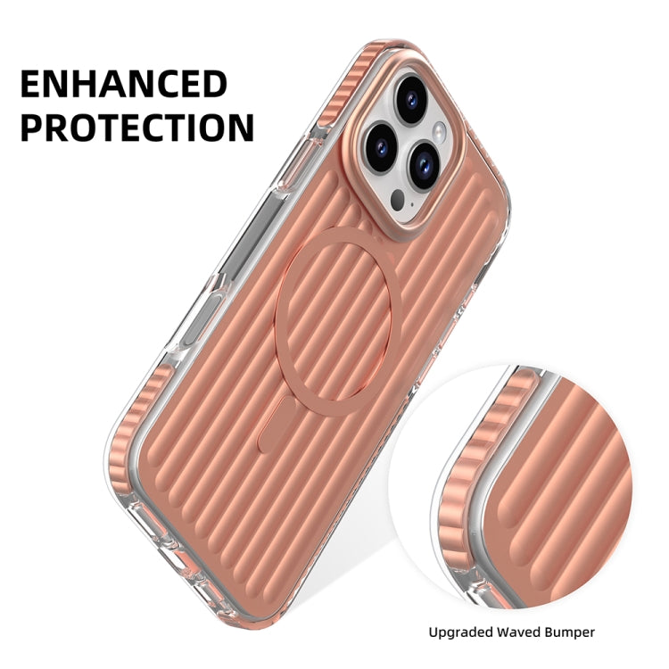 For iPhone 16 Mutural Corrugated Texture Magsafe Magnetic Shockproof Phone Case(Dark Grey)
