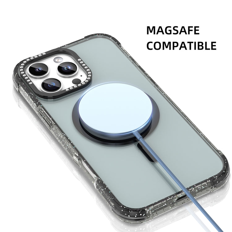 For iPhone 16 Pro Mutural Blink Series Glitter Edge MagSafe Magnetic Phone Case(Black)