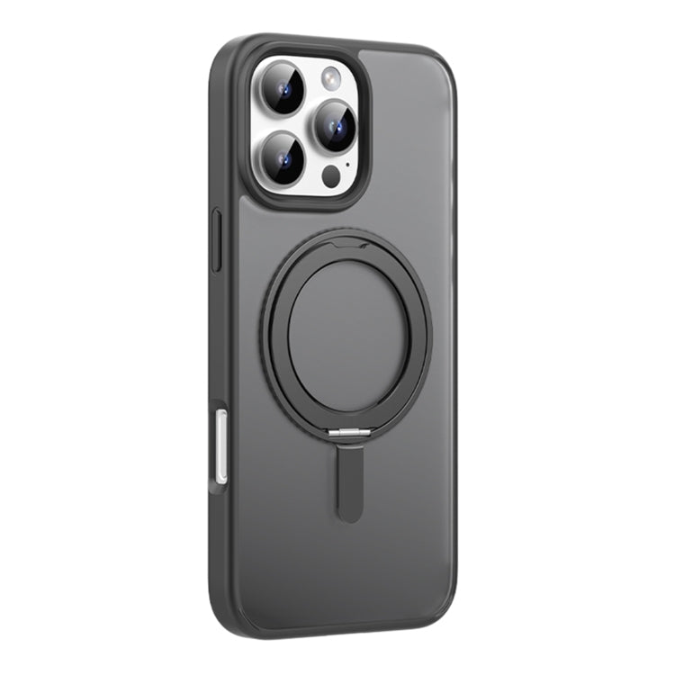 For iPhone 16 Pro Max Mutural Armor Series MagSafe Magnetic Holder Phone Case(Black)