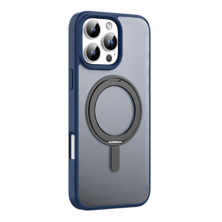 For iPhone 16 Pro Max Mutural Armor Series MagSafe Magnetic Holder Phone Case(Blue)