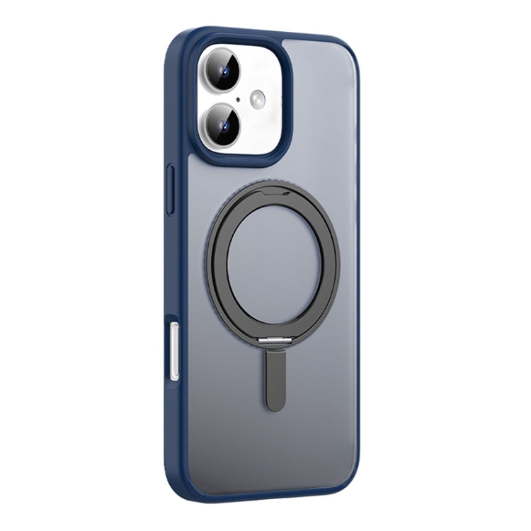 For iPhone 16 Mutural Armor Series MagSafe Magnetic Holder Phone Case(Blue)