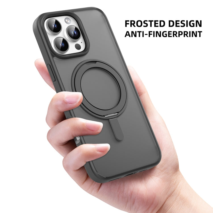 For iPhone 16 Pro Mutural Armor Series MagSafe Magnetic Holder Phone Case(Black)