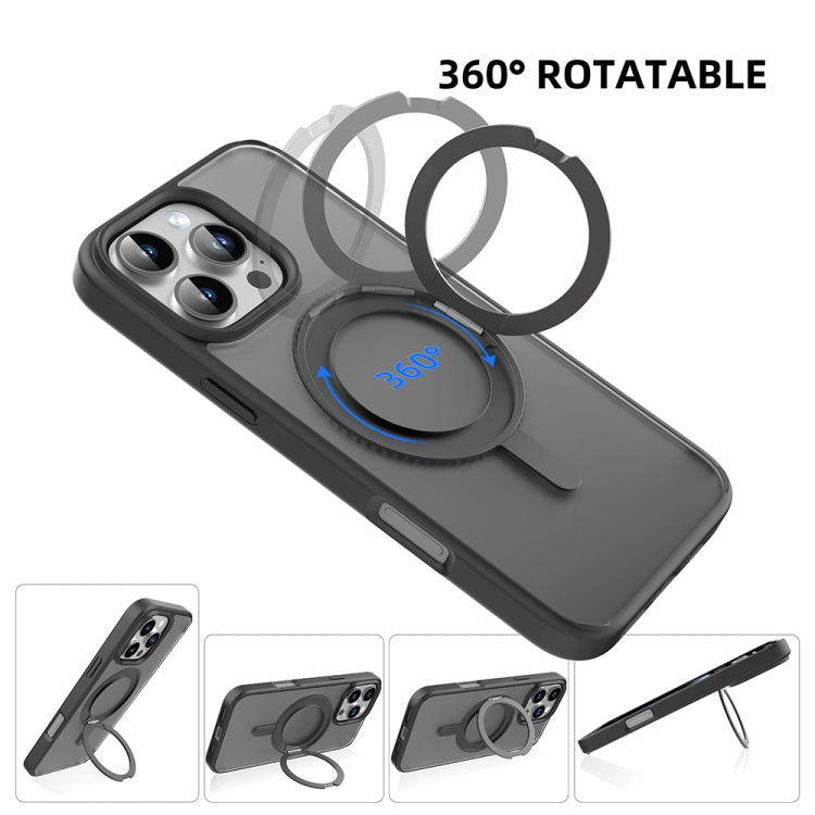 For iPhone 16 Mutural Armor Series MagSafe Magnetic Holder Phone Case(Black)