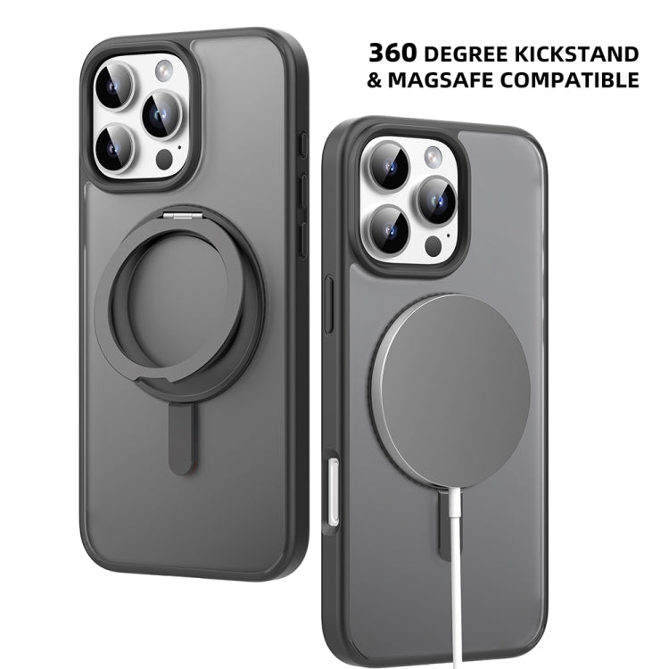 For iPhone 16 Mutural Armor Series MagSafe Magnetic Holder Phone Case(Grey)