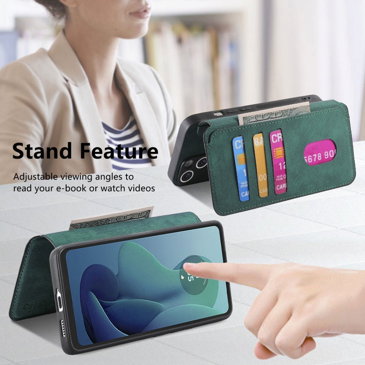 For Motorola Moto G 5G 2024 CaseNeo MagSafe RFID Anti-theft Retro Leather Phone Case(Green)