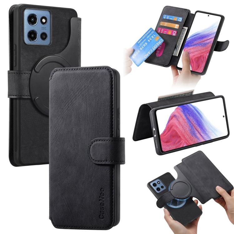 For Motorola Moto G 2025 CaseNeo MagSafe RFID Anti-theft Retro Leather Phone Case(Black)