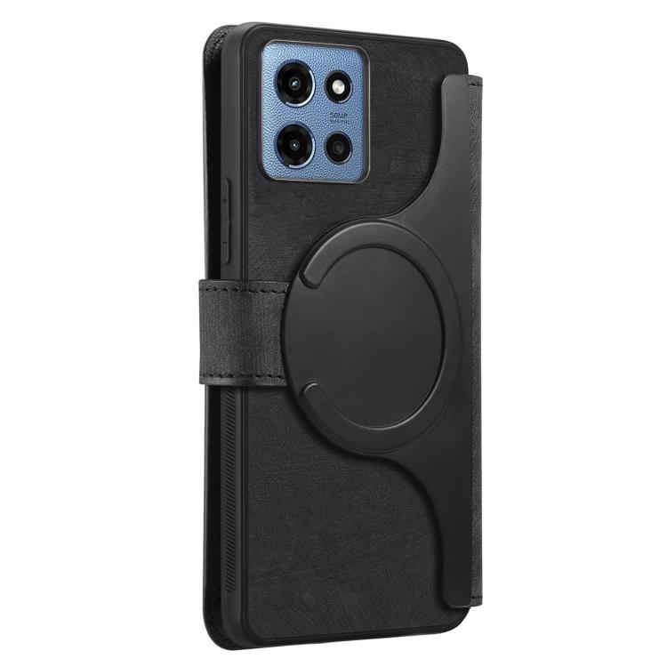 For Motorola Moto G 2025 CaseNeo MagSafe RFID Anti-theft Retro Leather Phone Case(Black)