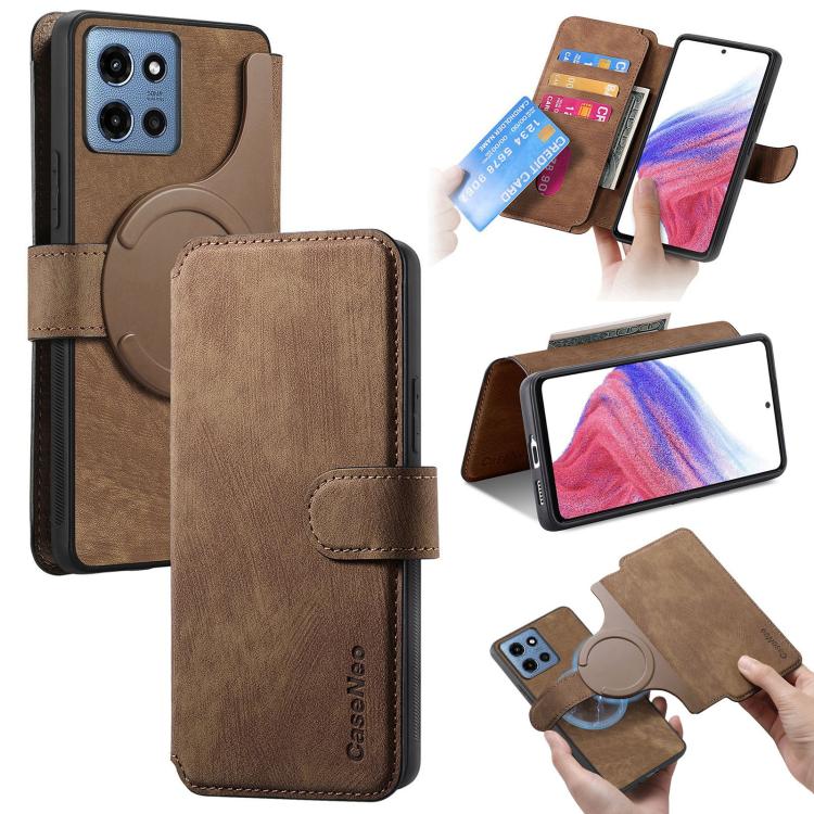 For Motorola Moto G 2025 CaseNeo MagSafe RFID Anti-theft Retro Leather Phone Case(Brown)