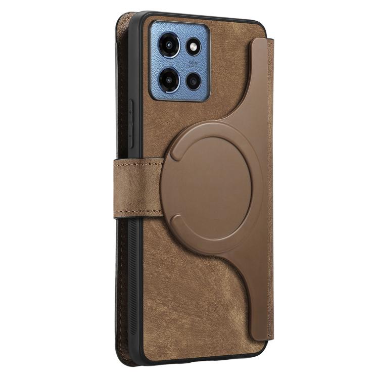 For Motorola Moto G 2025 CaseNeo MagSafe RFID Anti-theft Retro Leather Phone Case(Brown)
