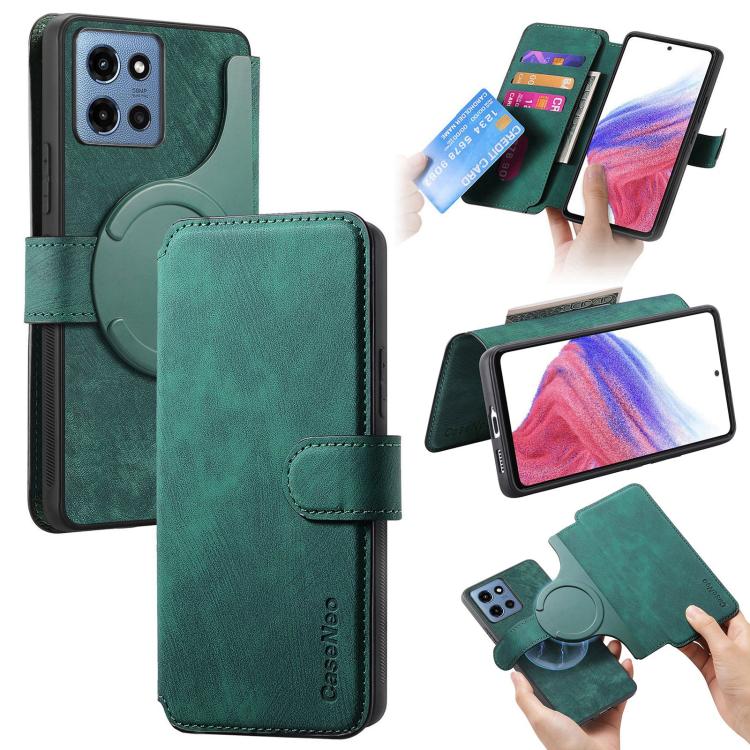 For Motorola Moto G 2025 CaseNeo MagSafe RFID Anti-theft Retro Leather Phone Case(Green)