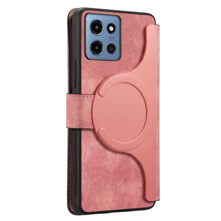 For Motorola Moto G 2025 CaseNeo MagSafe RFID Anti-theft Retro Leather Phone Case(Pink)