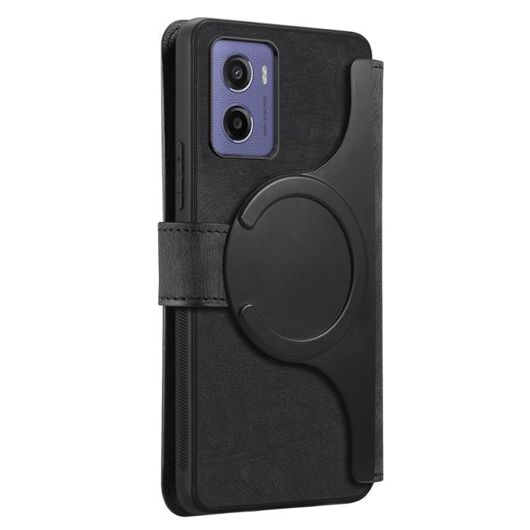 For Motorola Moto G05 CaseNeo MagSafe RFID Anti-theft Retro Leather Phone Case(Black)