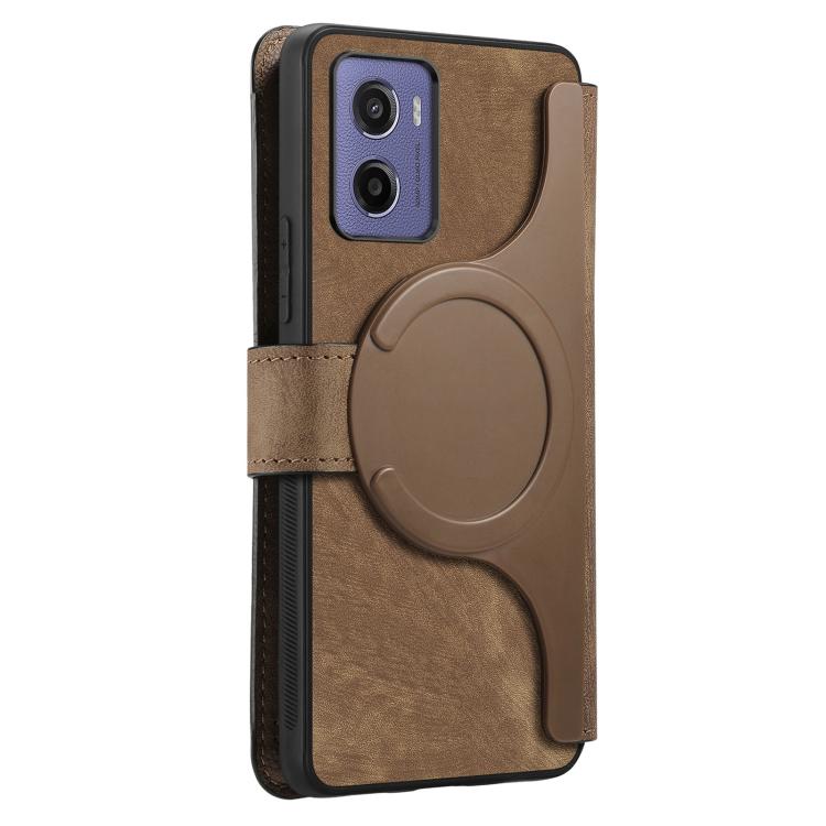 For Motorola Moto G05 CaseNeo MagSafe RFID Anti-theft Retro Leather Phone Case(Brown)