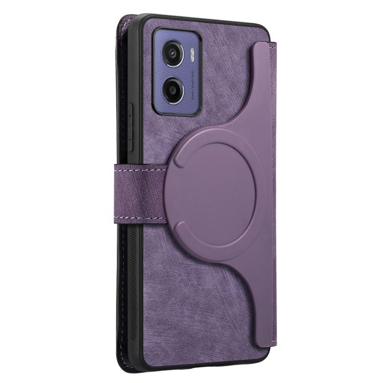 For Motorola Moto G05 CaseNeo MagSafe RFID Anti-theft Retro Leather Phone Case(Purple)