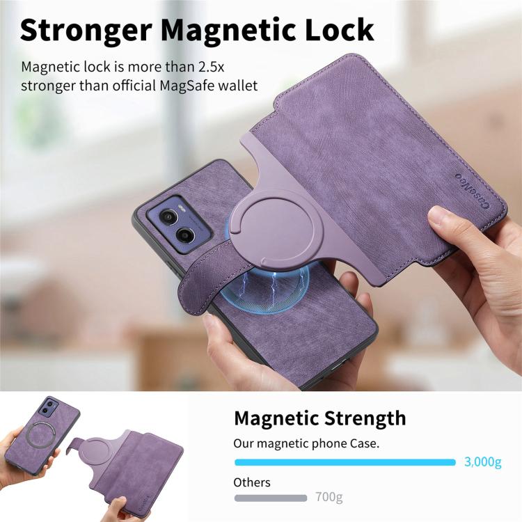 For Motorola Moto G05 CaseNeo MagSafe RFID Anti-theft Retro Leather Phone Case(Purple)