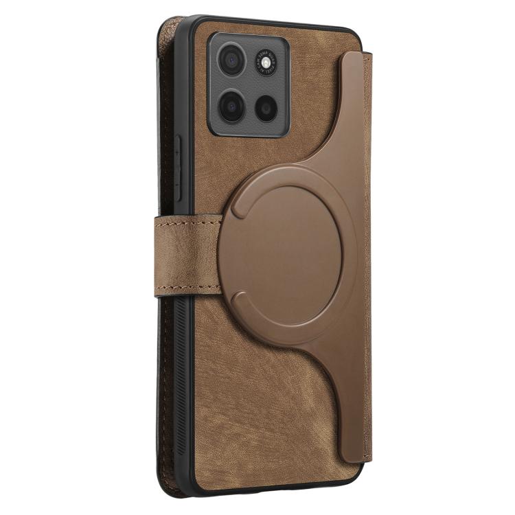 For Motorola Moto G15 CaseNeo MagSafe RFID Anti-theft Retro Leather Phone Case(Brown)