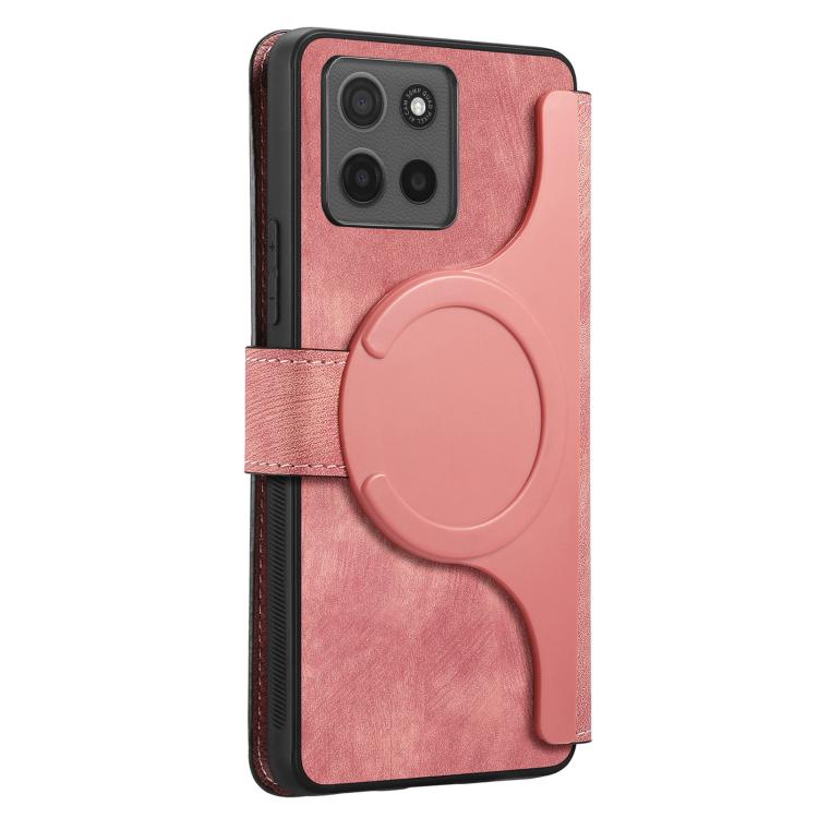 For Motorola Moto G15 CaseNeo MagSafe RFID Anti-theft Retro Leather Phone Case(Pink)