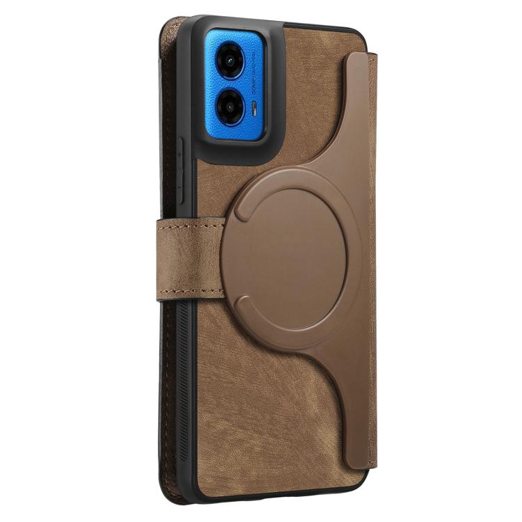 For Motorola Moto G45 5G CaseNeo MagSafe RFID Anti-theft Retro Leather Phone Case(Brown)