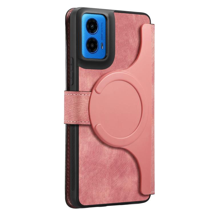 For Motorola Moto G45 5G CaseNeo MagSafe RFID Anti-theft Retro Leather Phone Case(Pink)