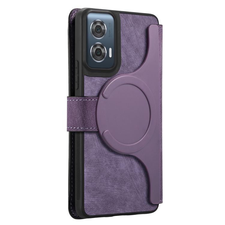 For Motorola Edge 50 Fusion CaseNeo MagSafe RFID Anti-theft Retro Leather Phone Case(Purple)